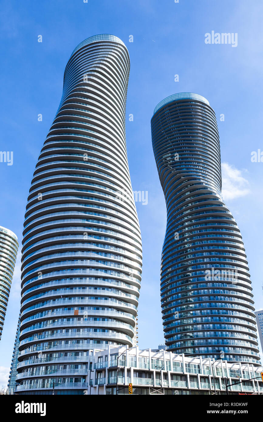 Toronto, CANADA - November 21, 2018: Twin towers of Absolute Condos in ...