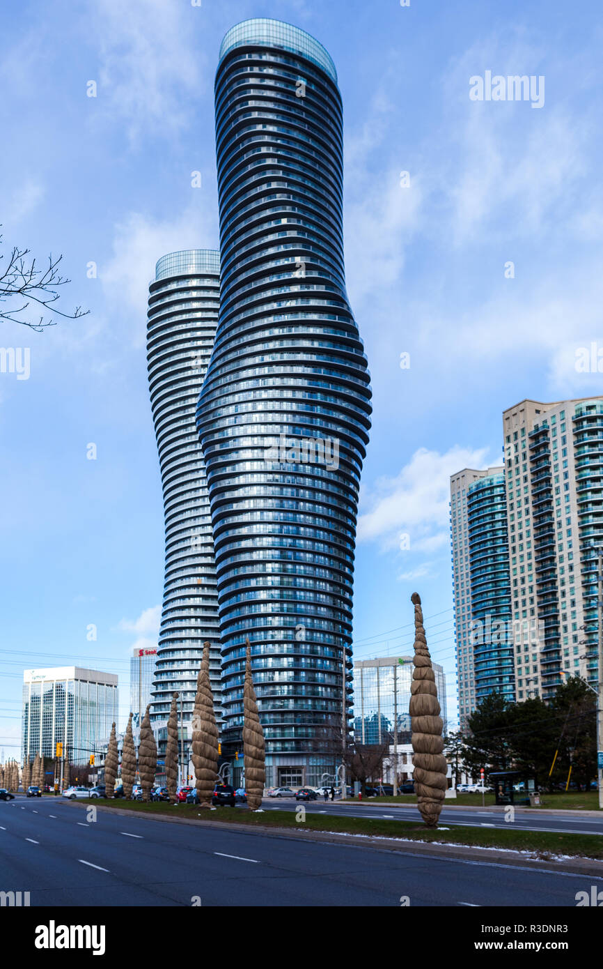 Toronto, CANADA - November 21, 2018: Twin towers of Absolute Condos in ...