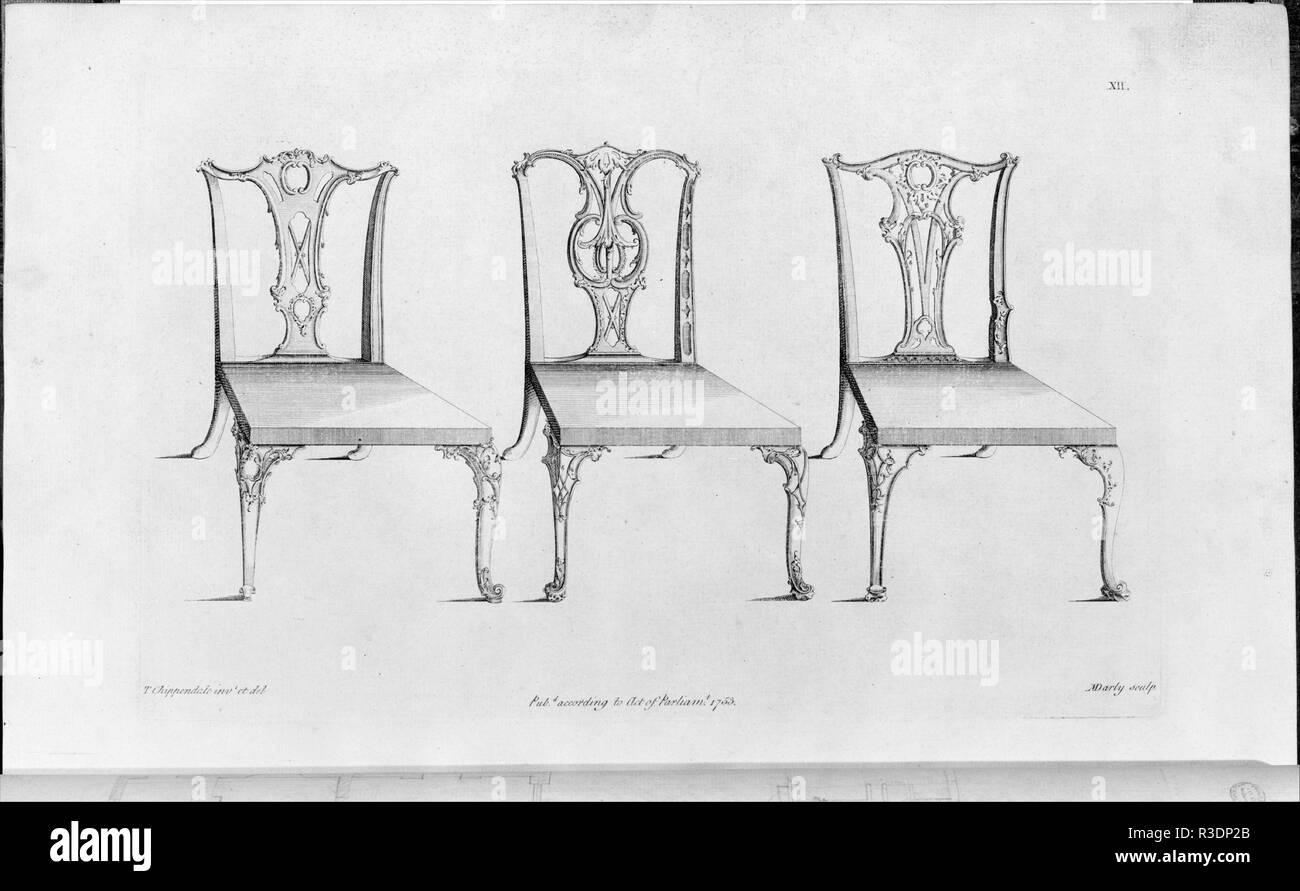 The Gentleman and Cabinet-Maker's Director.  Being a Large Collection of the Most Elegant and Useful Designs of Household Furniture in the Gothic, Chinese and Modern Taste. Designer: Designed, printed for, and sold by Thomas Chippendale (British, baptised Otley, West Yorkshire 1718-1779 London). Dimensions: 17 3/16 x 11 7/16 x 1 3/4 in. (43.7 x 29 x 4.5 cm). Published in: London. Date: 1754. Museum: Metropolitan Museum of Art, New York, USA. Stock Photo