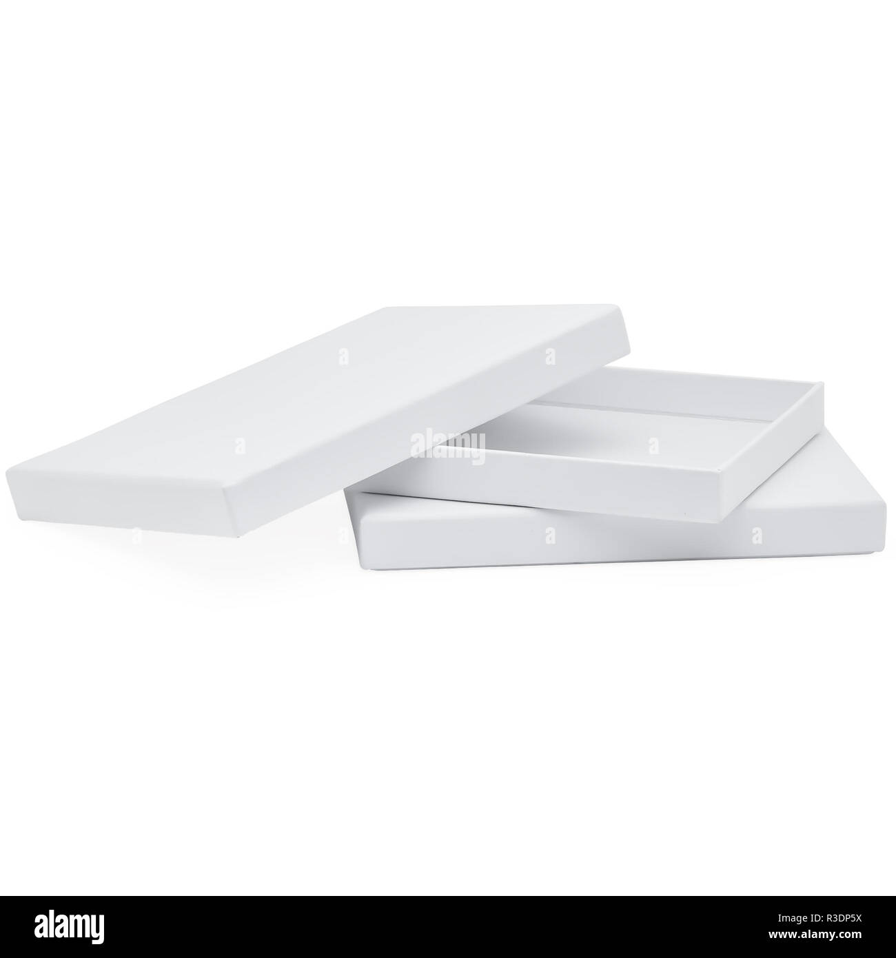 White Rectangular Flat Chocolate jewelry and Gift Box Stock Photo