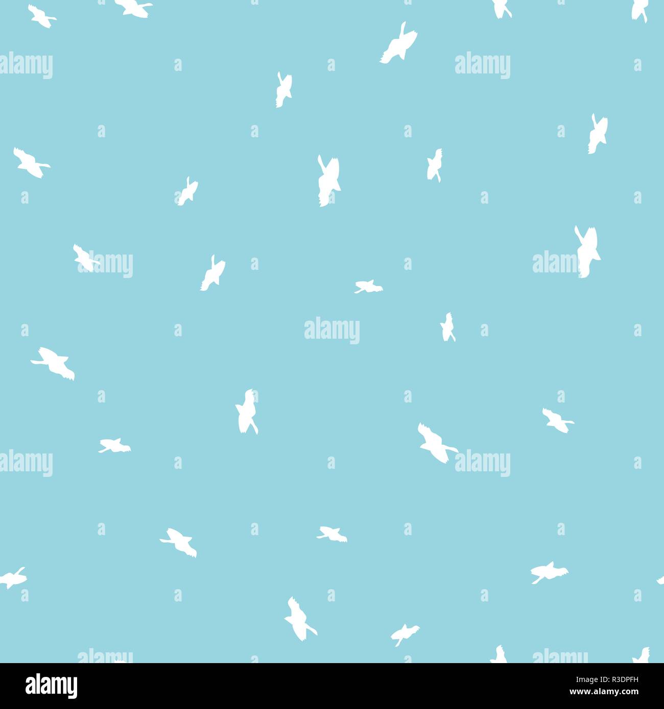 Bird seamless pattern. White birds on a light blue background. Vector ...