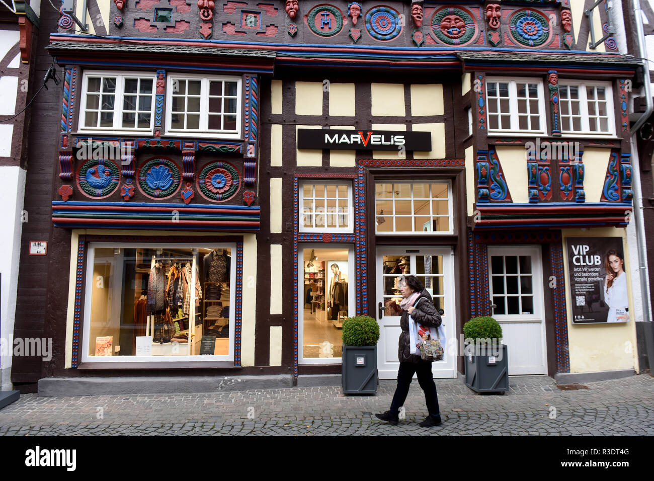 Shops in old streets in Bad Münstereifel in Germany Europe Stock Photo