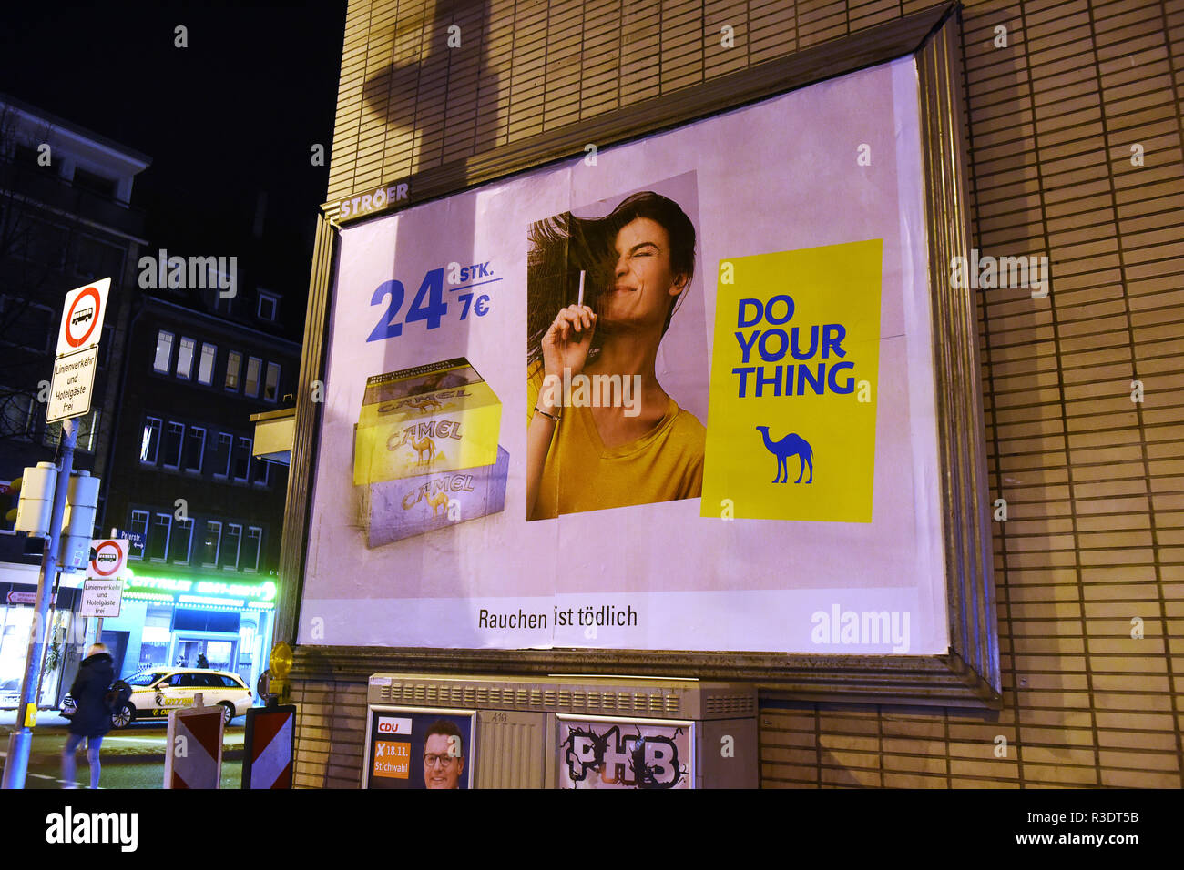 Cigarette advertising billboard in Aachen Germany Europe Stock Photo