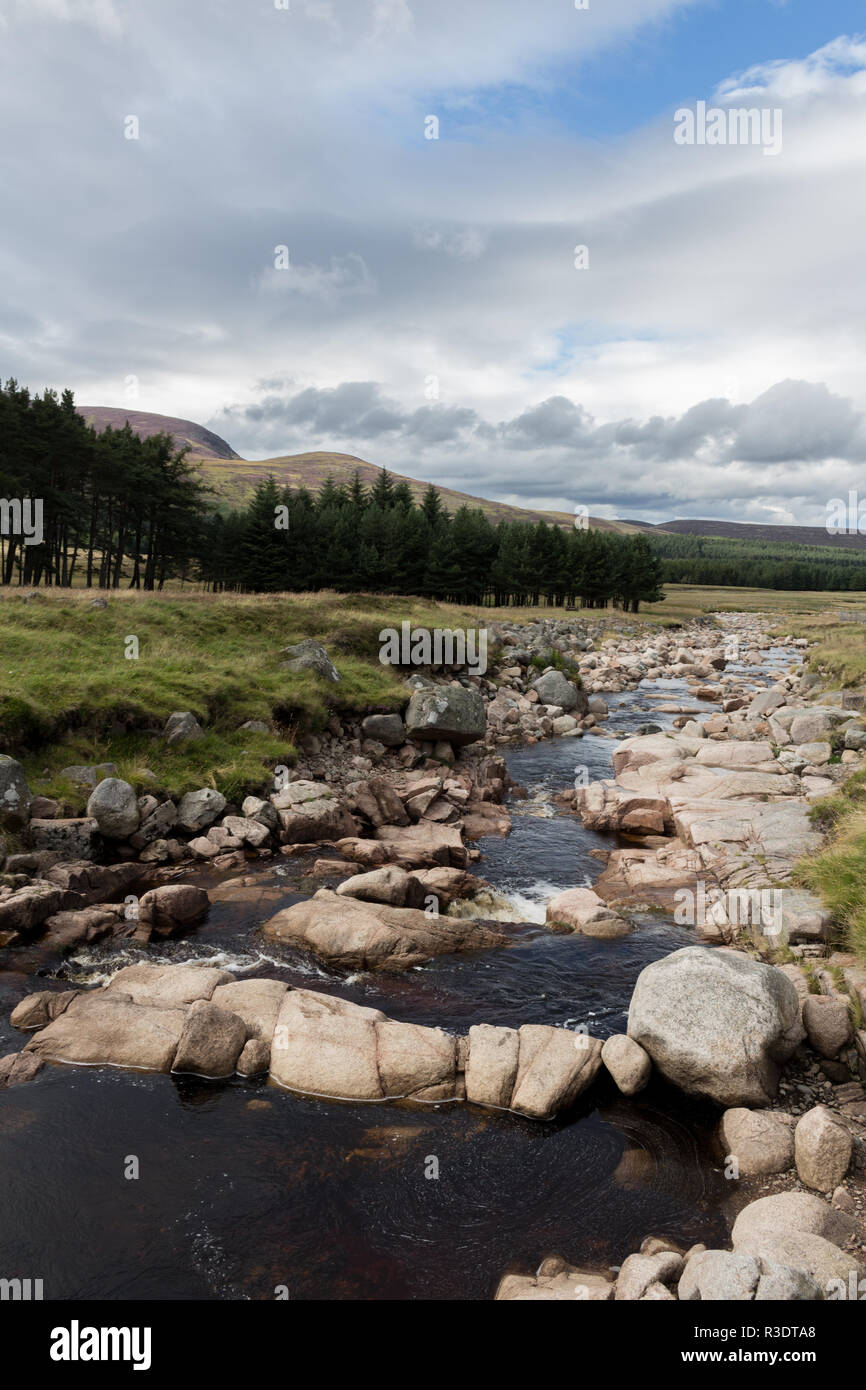 Allt Darrarie tributary before it joins with the River Muick, Balmoral Estate, Aberdeenshire, Scotland, UK. Stock Photo