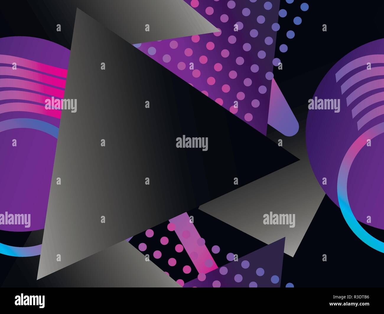 Memphis seamless pattern. Asymmetrical geometric objects gradient in the style 1980s. Vector illustration Stock Vector