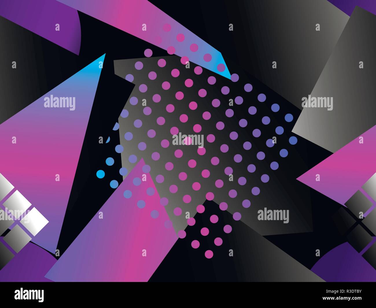 Memphis seamless pattern. Asymmetrical geometric objects gradient in the style 1980s. Vector illustration Stock Vector