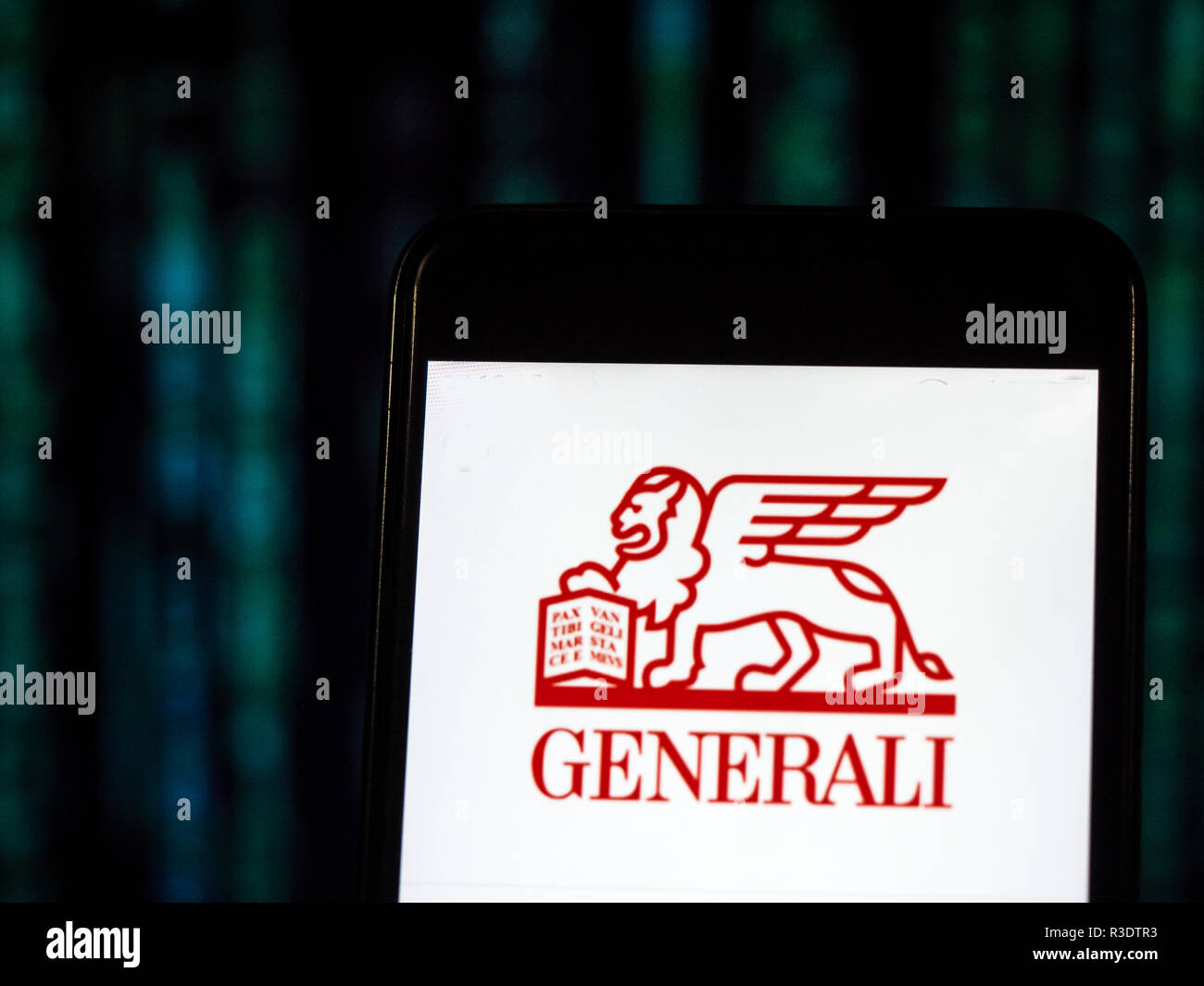 Assicurazioni Generali Insurance company logo seen displayed on smart phone  Stock Photo - Alamy
