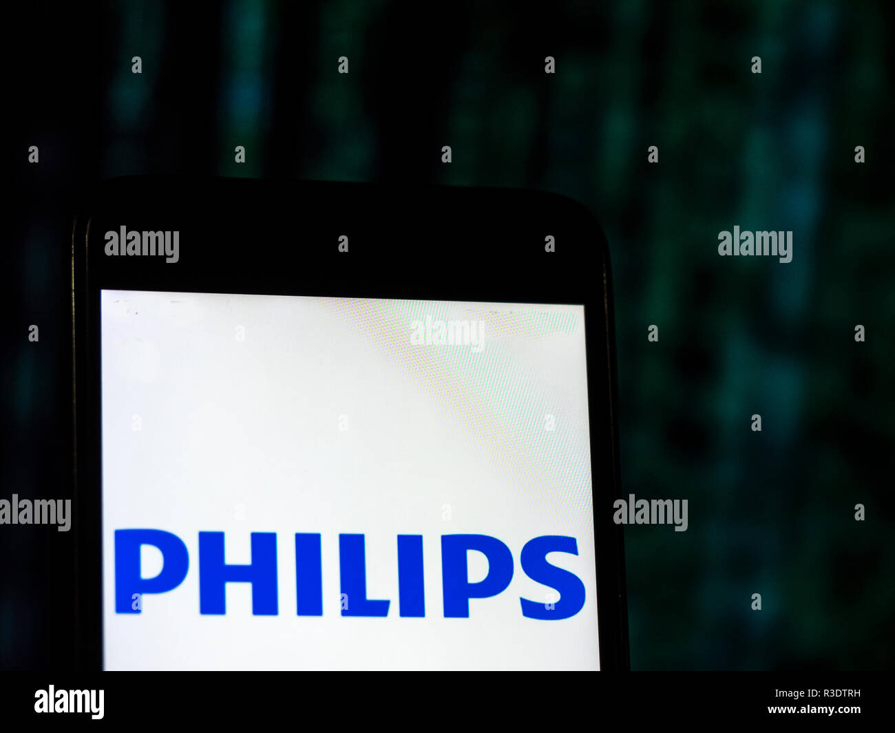 Koninklijke Philips N.V. Multinational conglomerate company  logo seen displayed on smart phone. Stock Photo