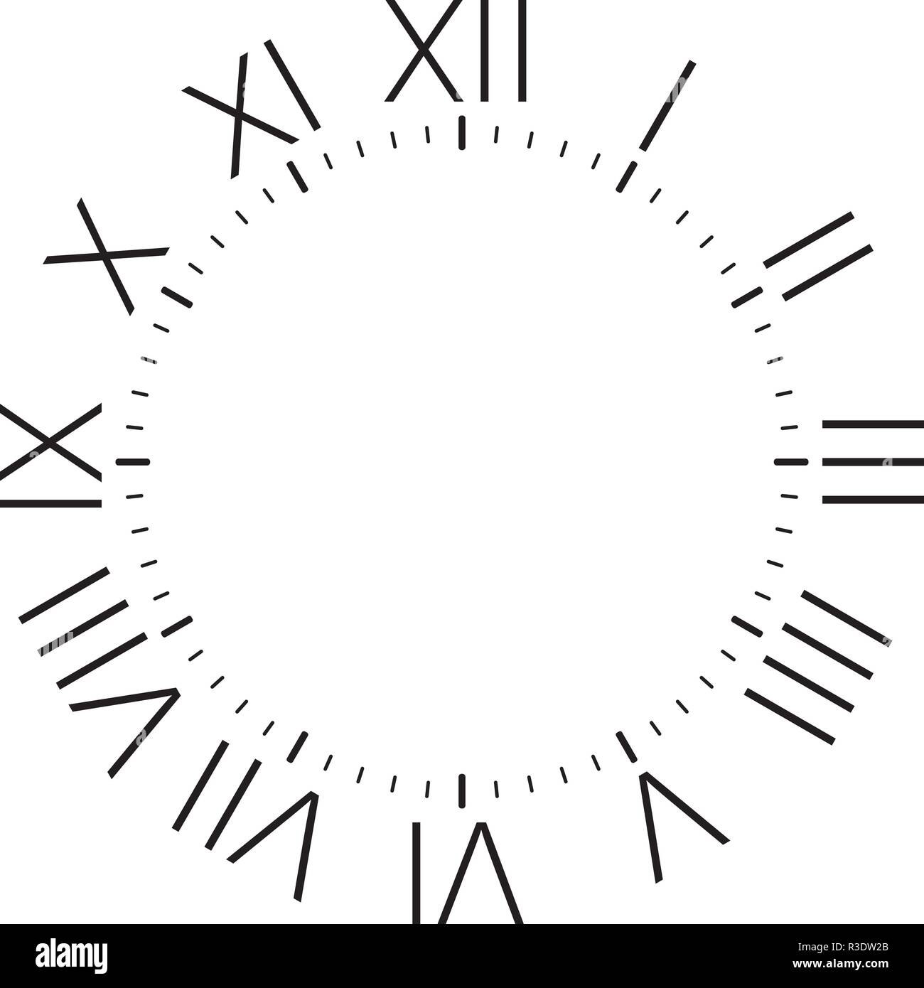 clock dial black rectangle signs with rounded roman numbering corners