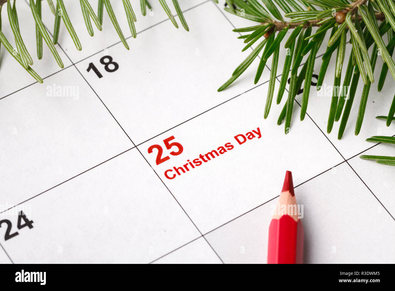 25 date on calendar with red mark save the date christmas holiday