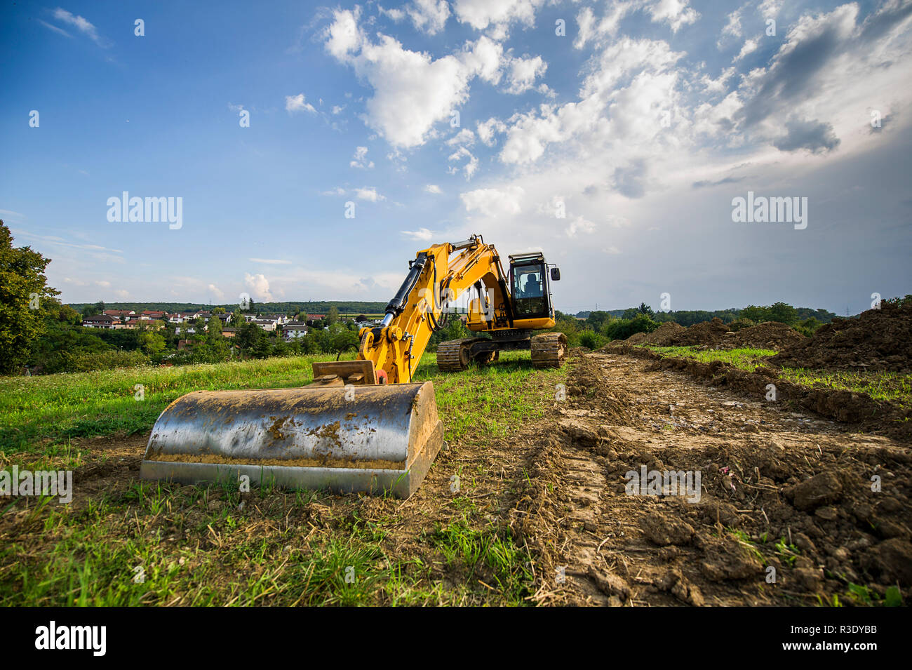excavator on a construction site Stock Photo