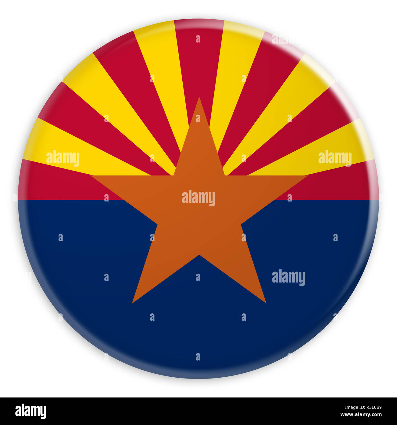 US State Button: Arizona Flag Badge, 3d illustration on white ...