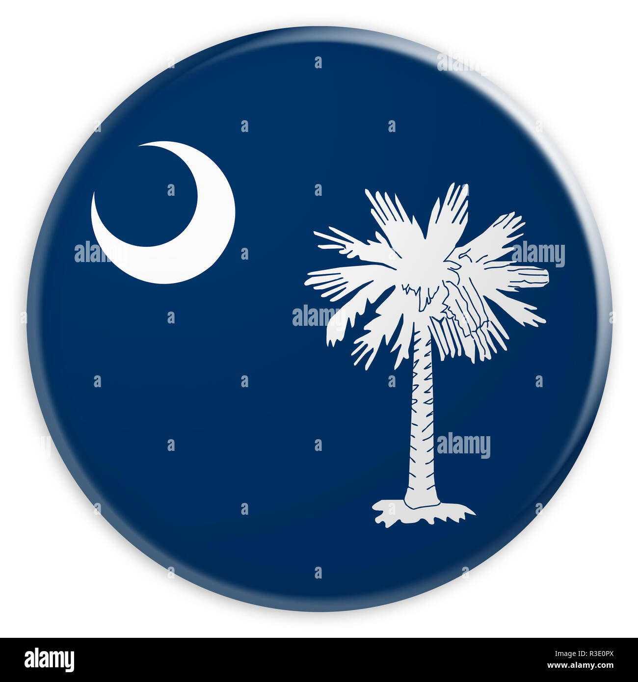 US State Button: South Carolina Flag Badge, 3d illustration on white ...