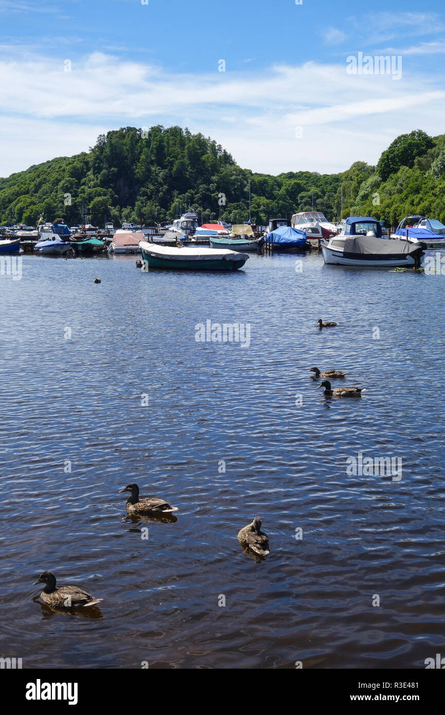 Boats at Balmaha on Loch Lomond Stock Photo