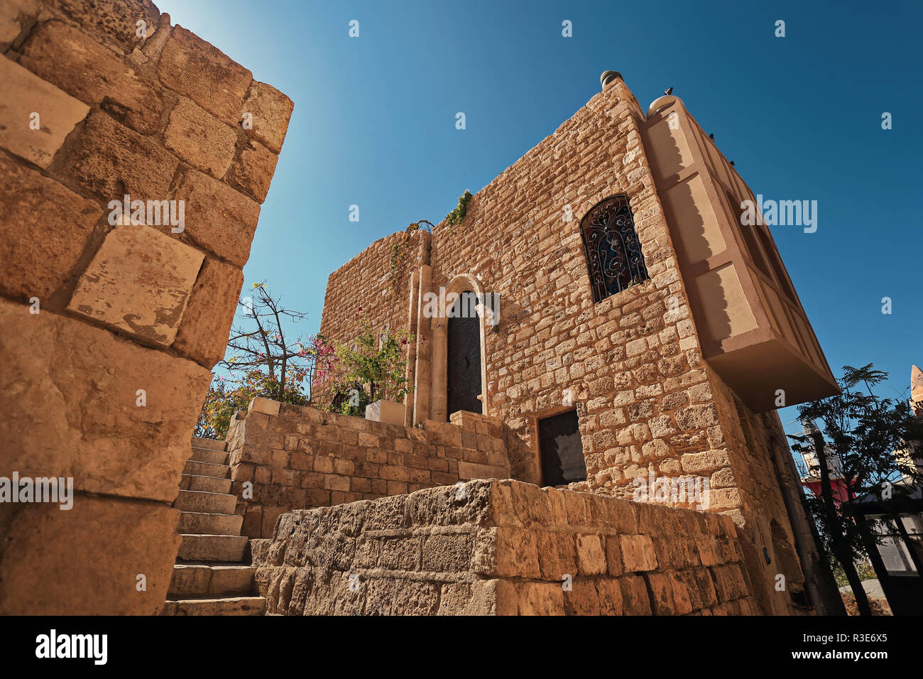 View of the old stone street of Jaffa in Tel Aviv. Stock Photo