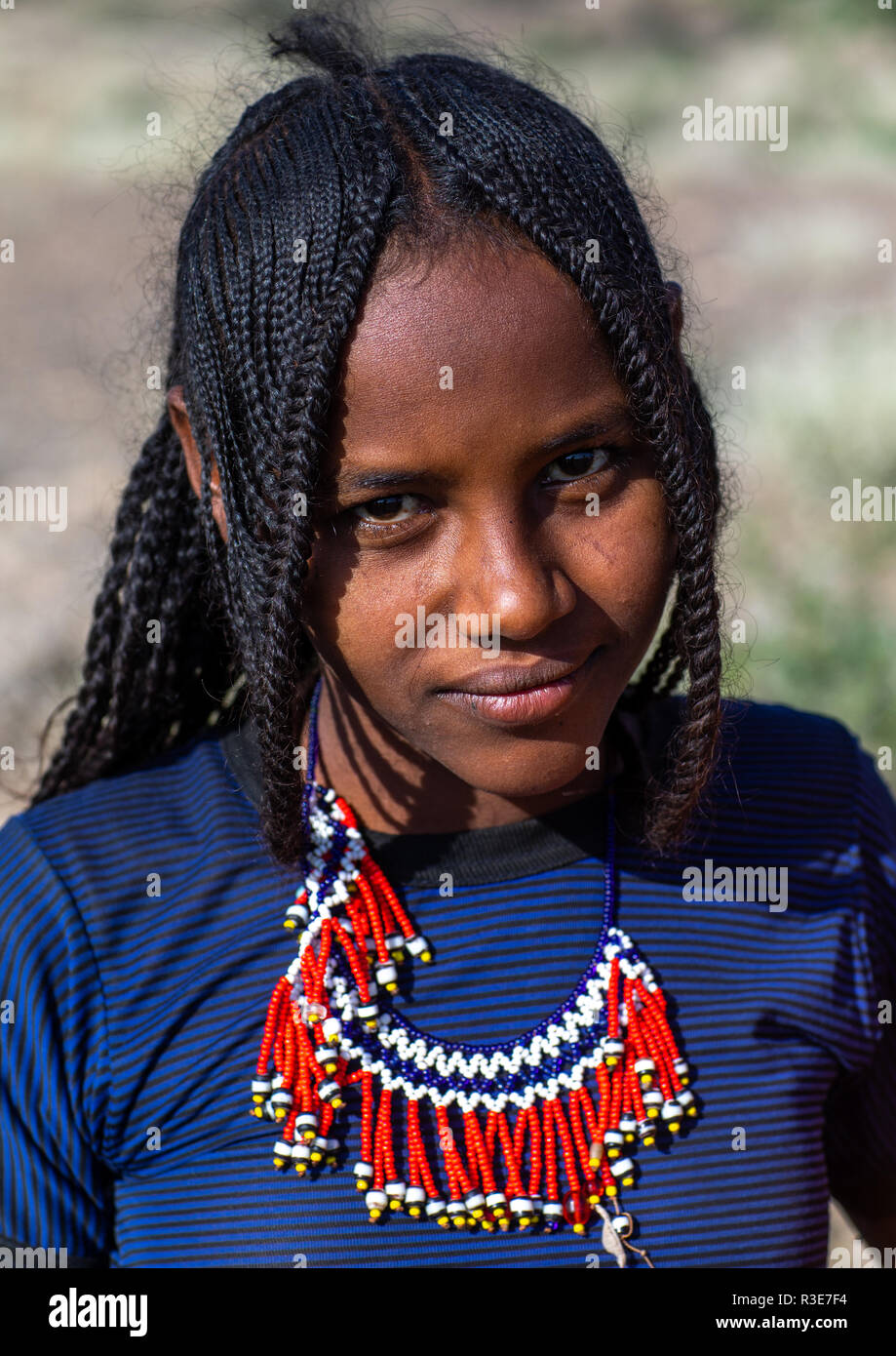 Portrait Of An Afar Tribe Girl With Braided Hair Afar