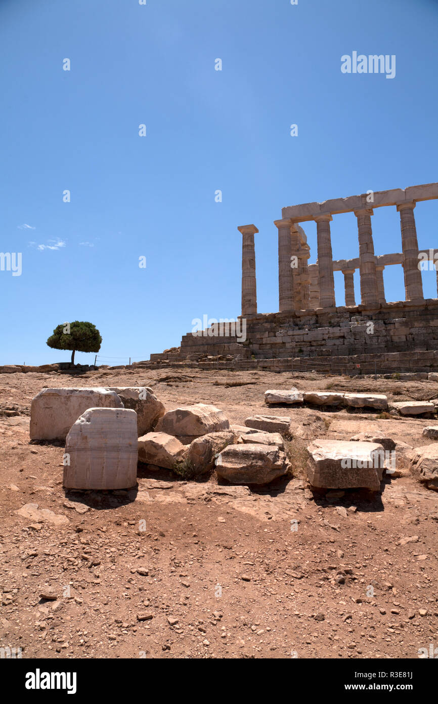 temple of poseidon sounio cape sounion attica greece Stock Photo - Alamy