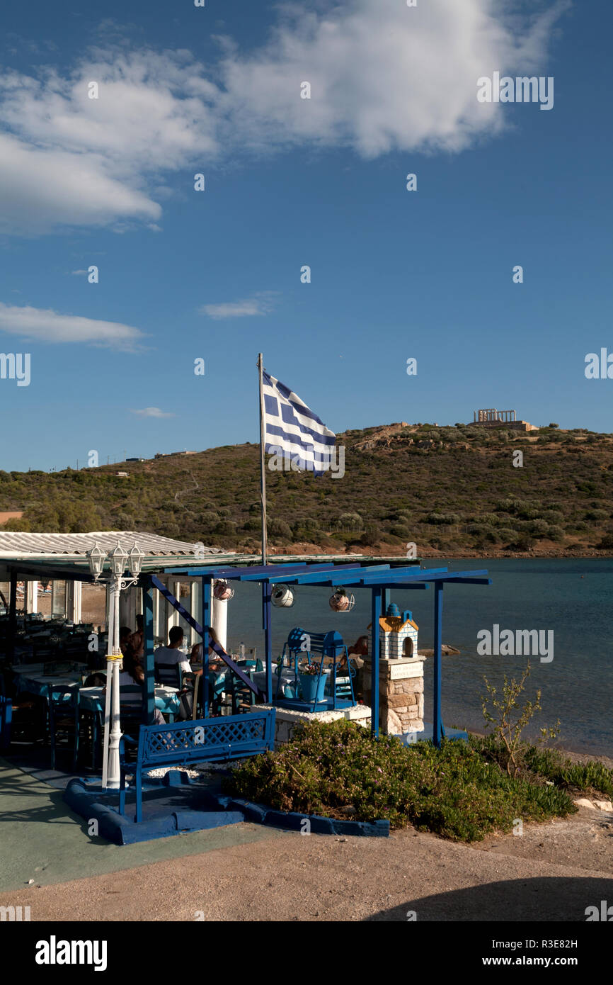 acrogiali taverna sounion beach sounio attica greece Stock Photo