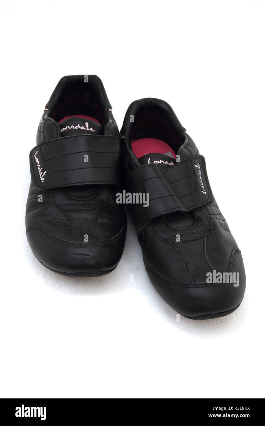 A Pair of Black Leather Lonsdale trainers Stock Photo