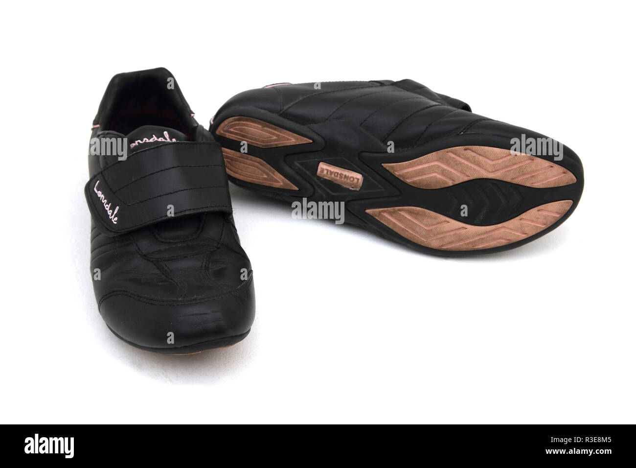 A Pair of Black Leather Lonsdale trainers Stock Photo
