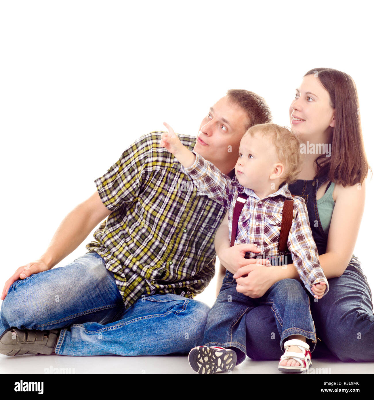 happy family isolated on a white background Stock Photo - Alamy
