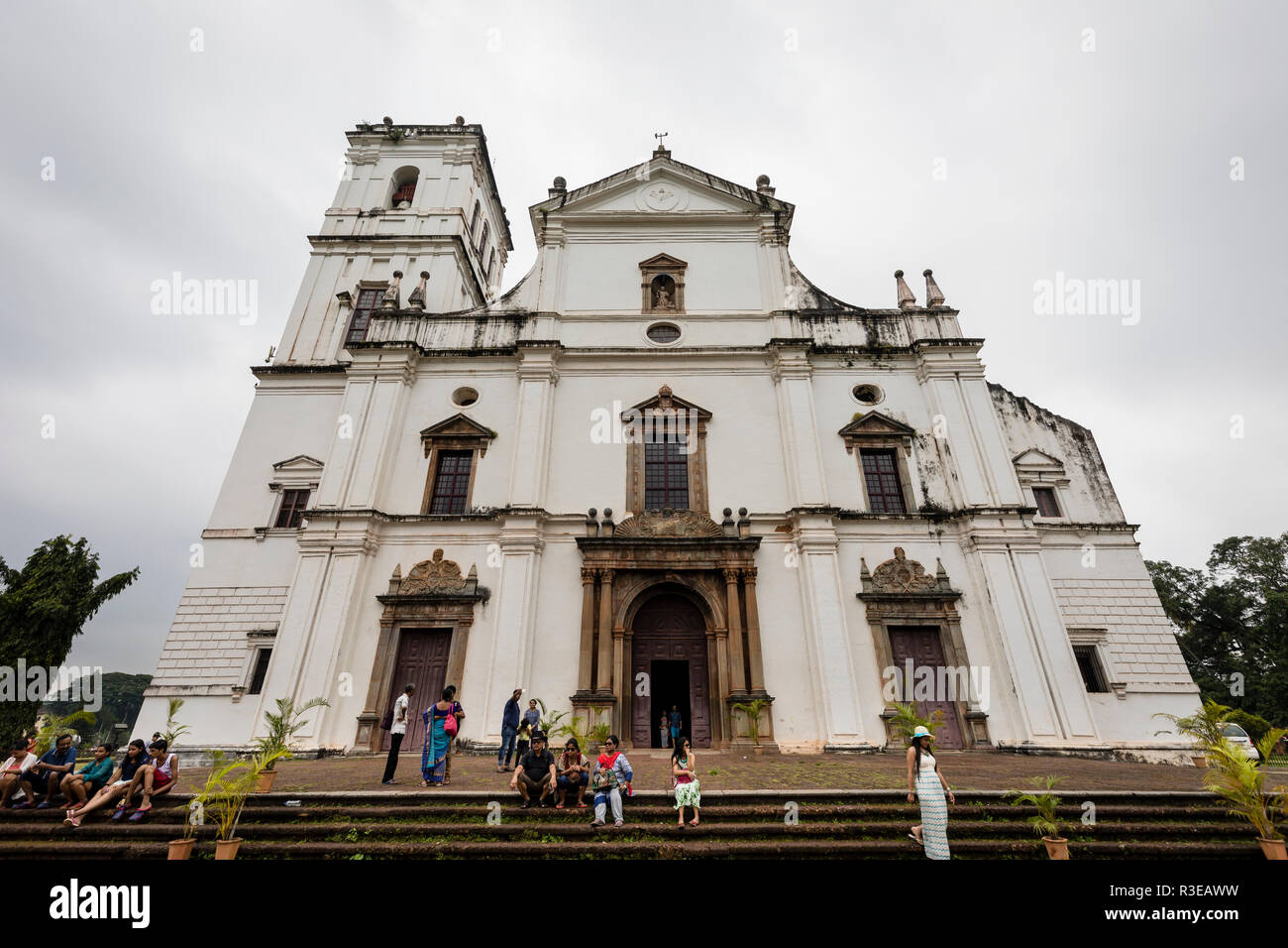 View of the Se Cathedral Church in the state of Goa in western India Stock Photo