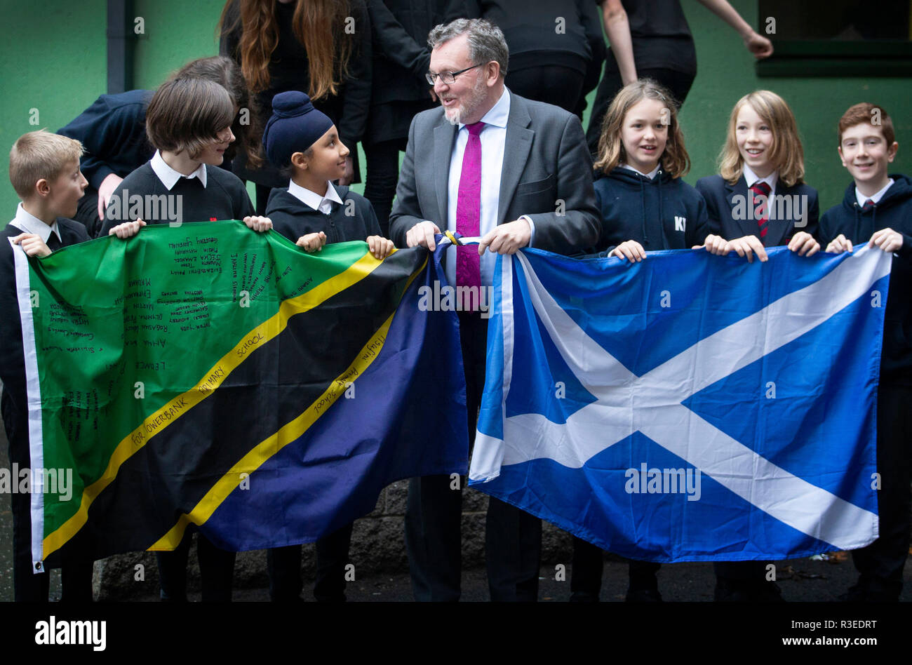 Scottish Secretary David Mundell during a visit to Towerbank Primary School in Portobello, Edinburgh, as part of the UK Government's Connecting Classroom project. Stock Photo