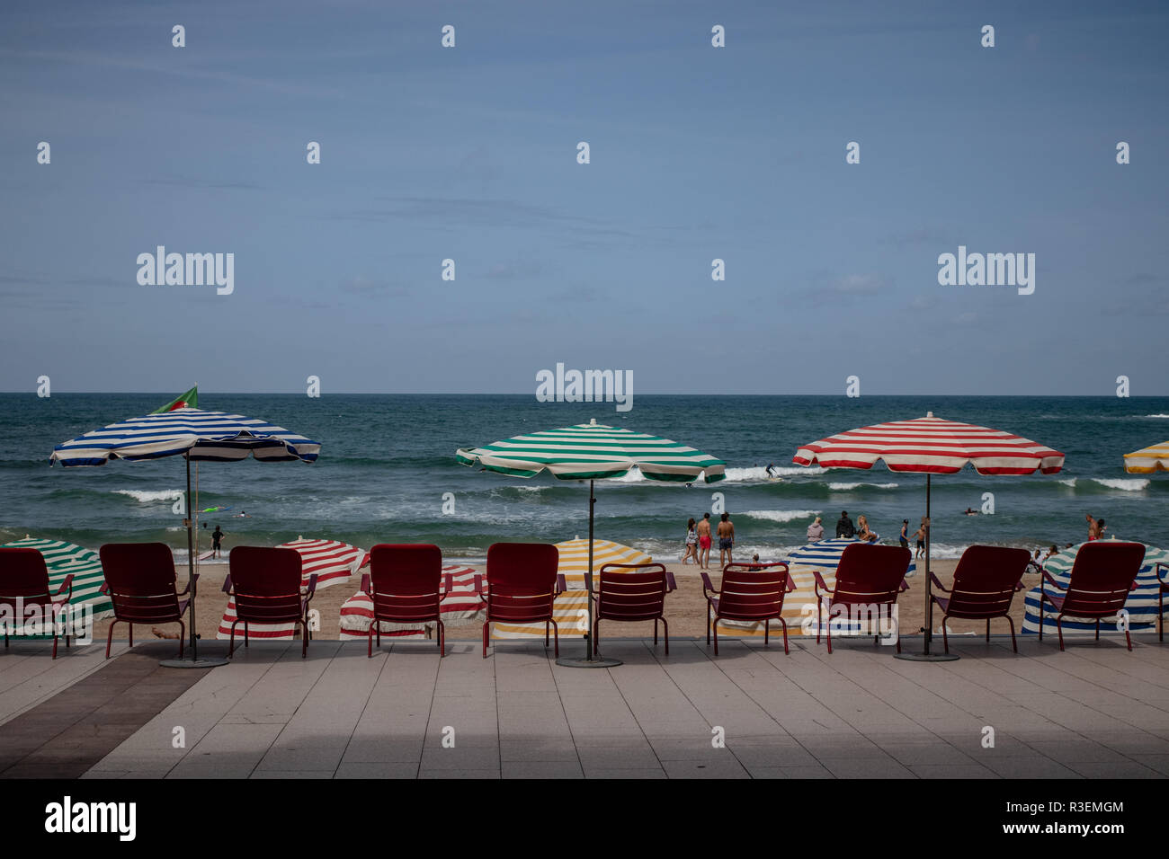 On the beach in Biarritz Stock Photo