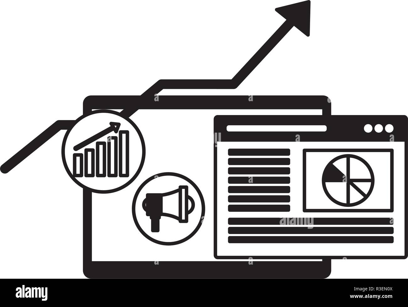 mobile page diagram arrow search engine optimization vector ...
