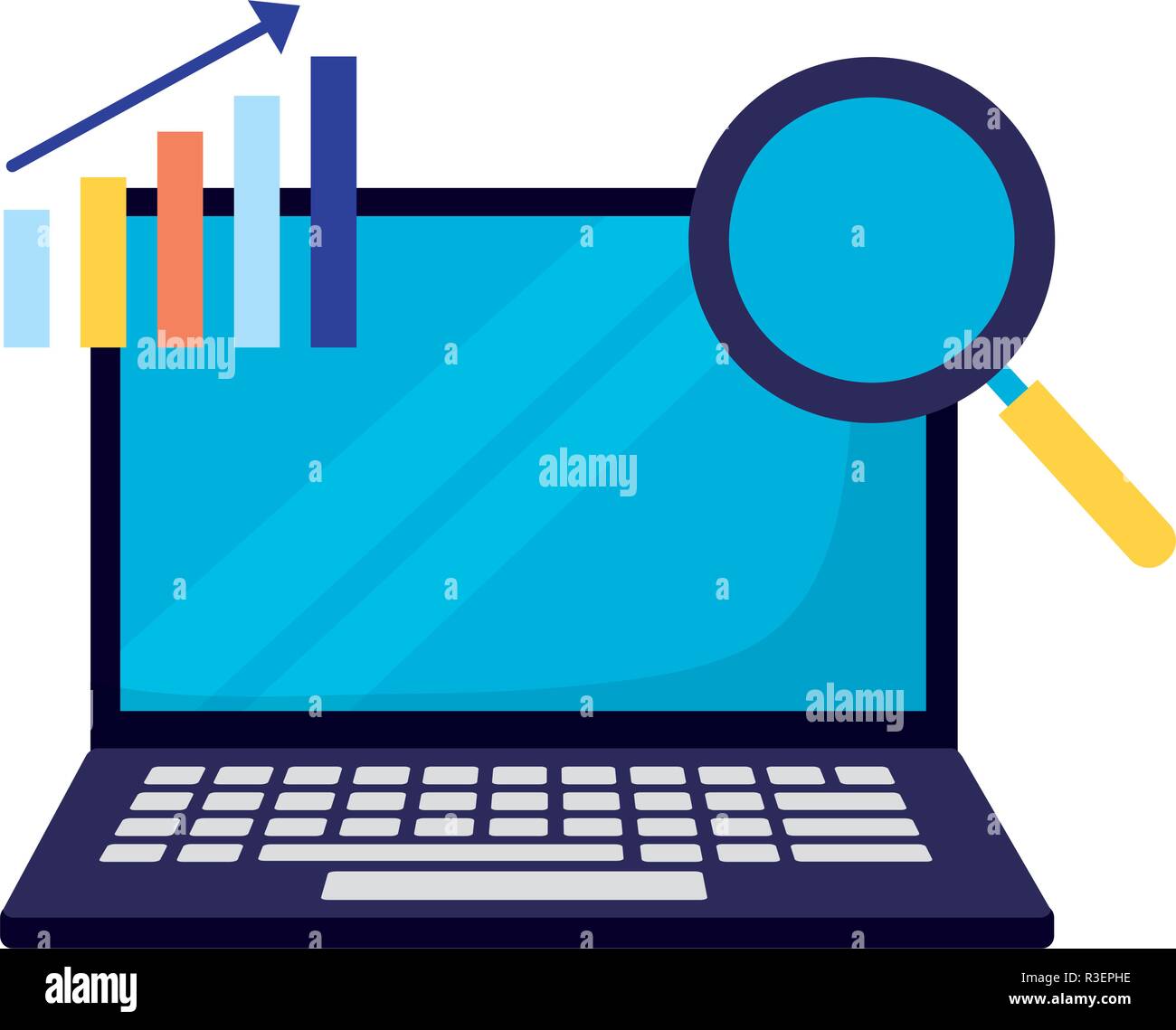 laptop diagram analysis search engine optimization vector illustration ...