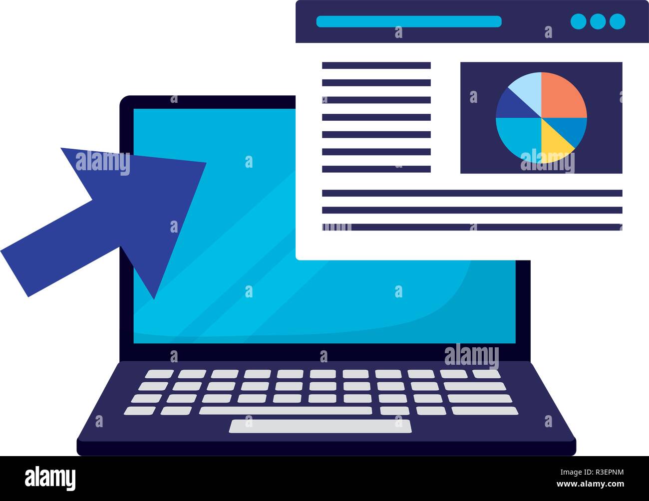 laptop document cursor search engine optimization vector illustration Stock Vector