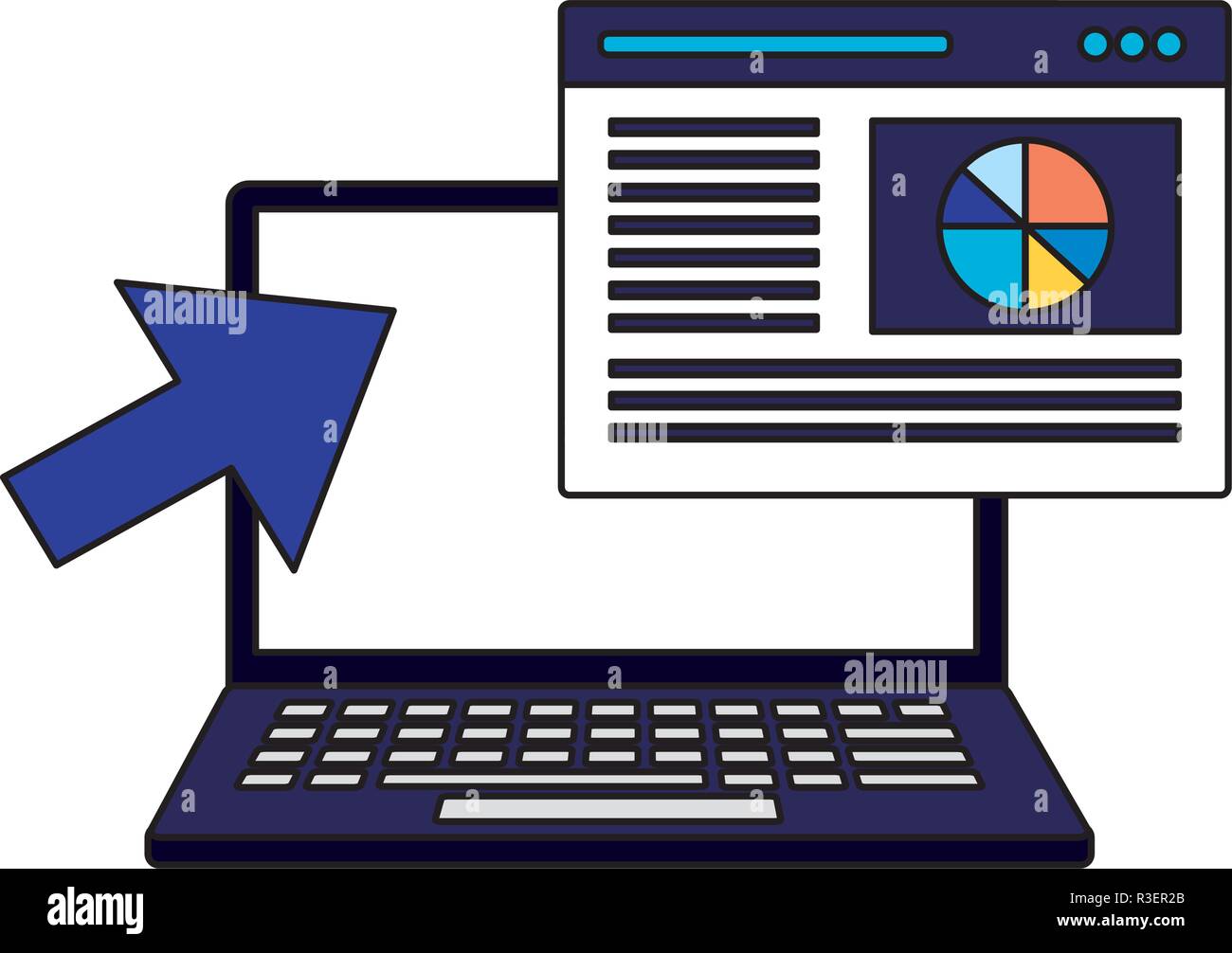 laptop document cursor search engine optimization vector illustration Stock Vector