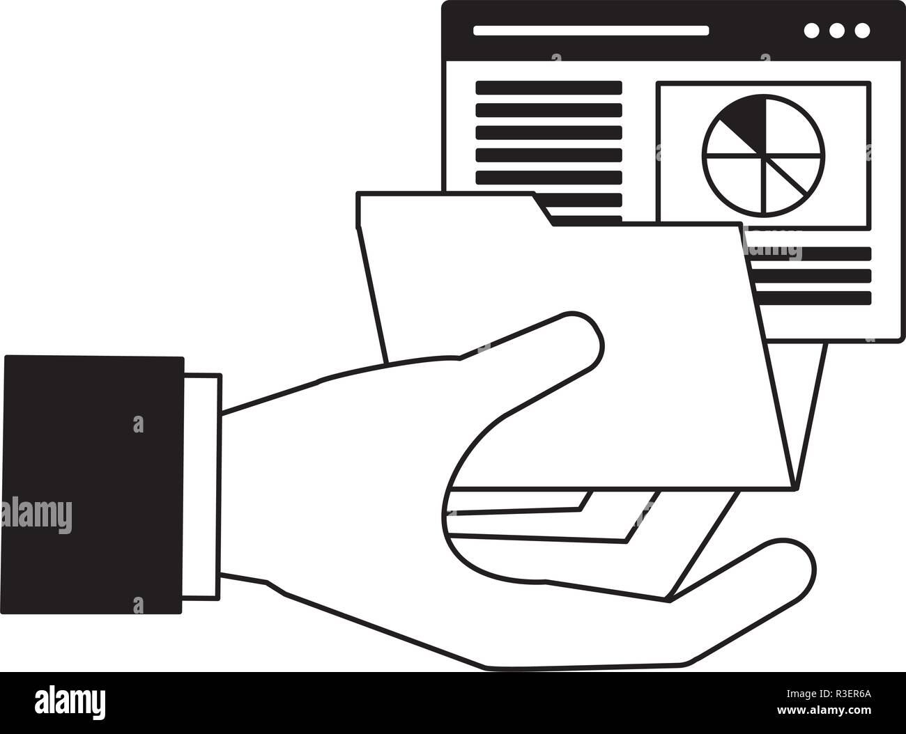 hand with folder report search engine optimization vector illustration ...