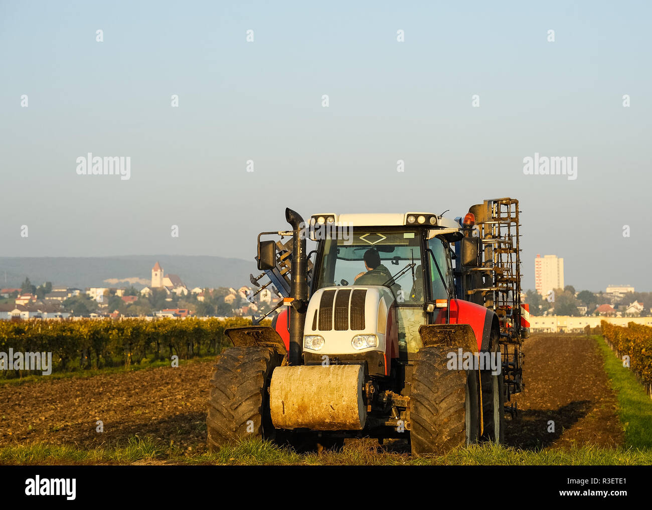 big tractor on the field at work Stock Photo Alamy