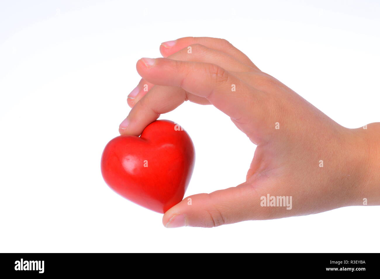hand with red heart Stock Photo
