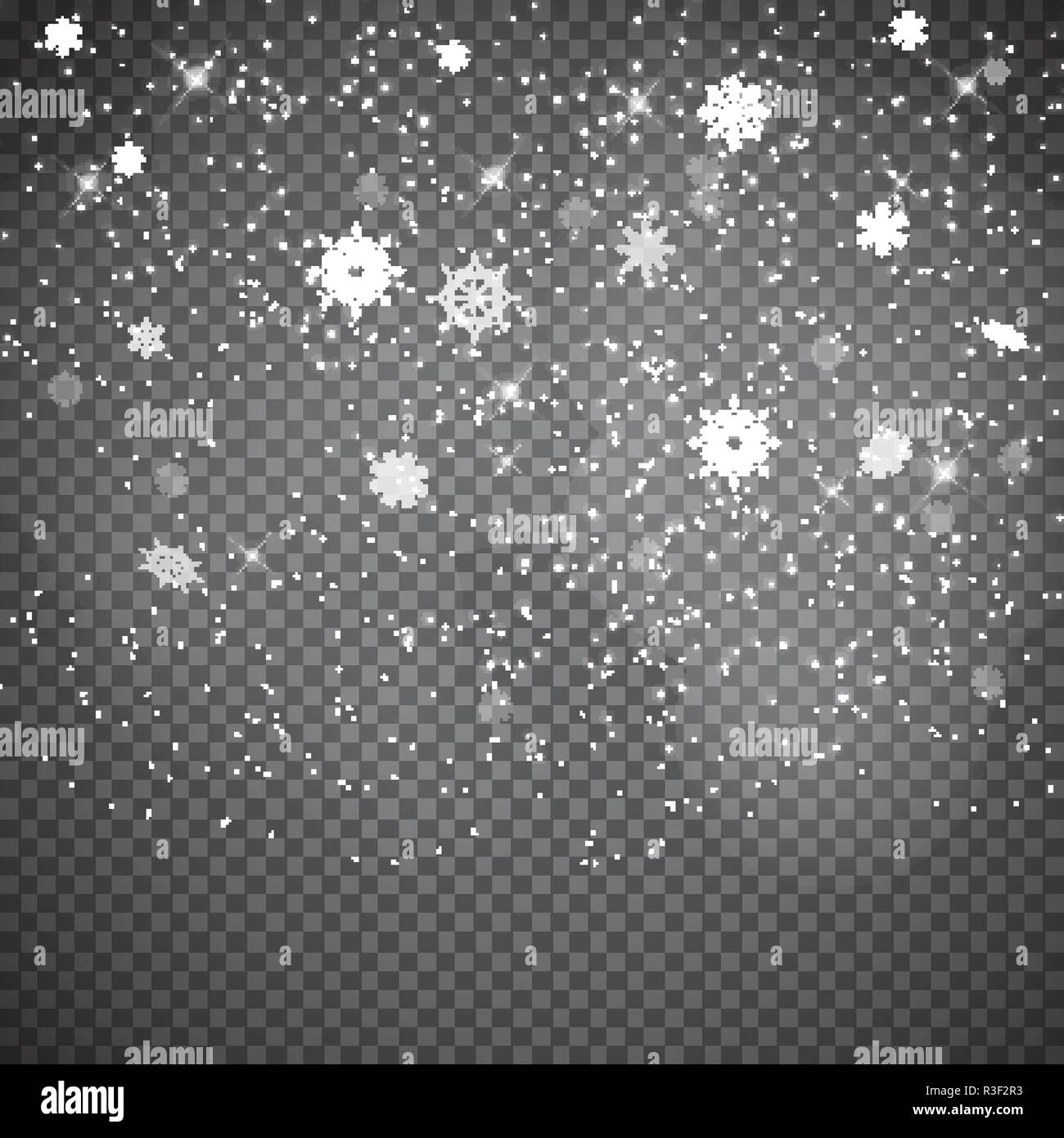 Falling Shining Snowflakes and Snow on Transparent Background ...