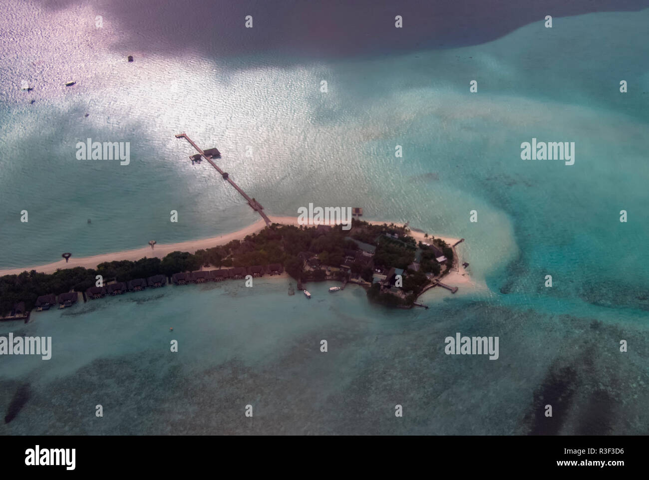 An aerial view of the Maldives in the Indian Ocean Stock Photo
