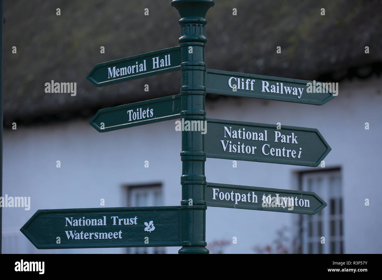 Cliff Railway metal information sign in Lynmouth,Devon,UK Stock Photo ...