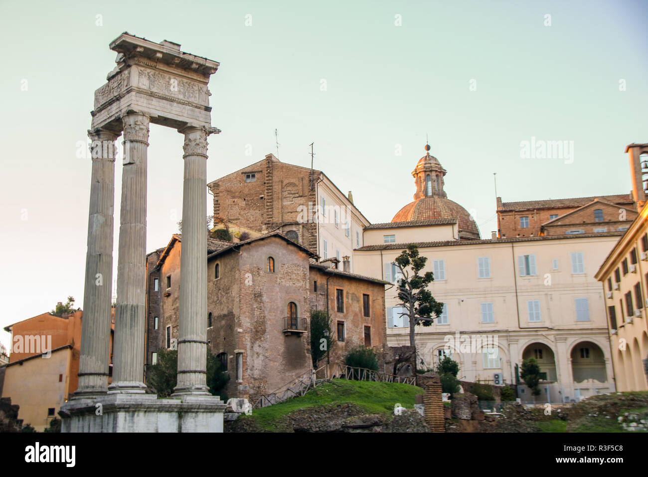 Temple of Apollo Sosiano and Bellona in Campus martius  at Rome, Italy Stock Photo