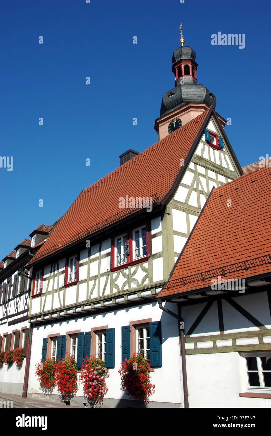 half-timbered houses in rheinzabern / pfalz Stock Photo