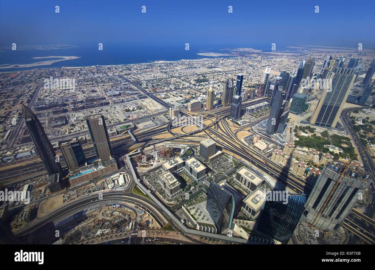 dubai panorama aerial view Stock Photo