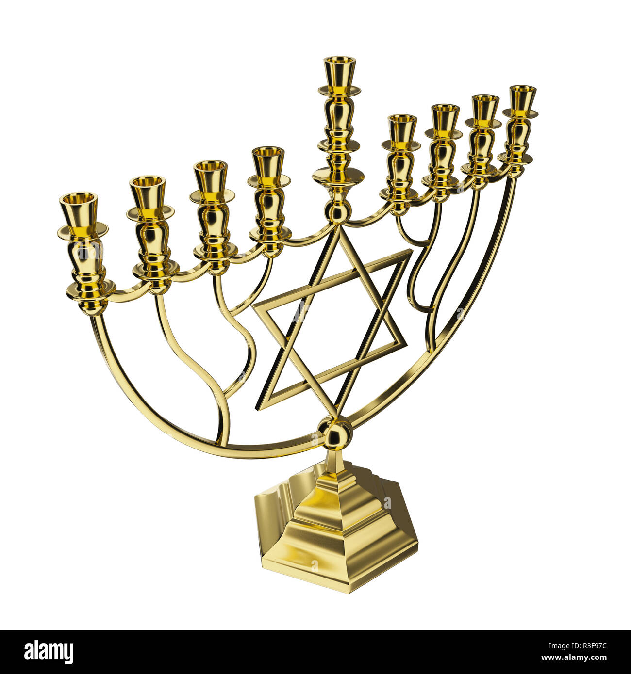 Menorah Hanukkah lamp which is lit during the eight days of Hanukkah