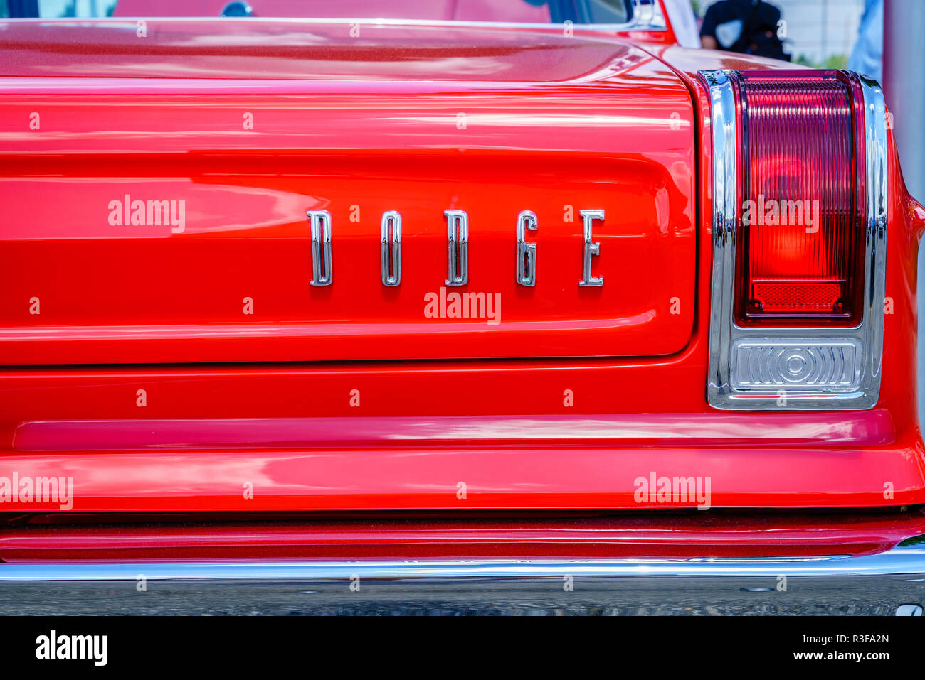 Detroit, Michigan, August 19, 2016: Design elements of a vintage Dodge at Woodward Dream Cruise - largest one-day automotive event in USA Stock Photo