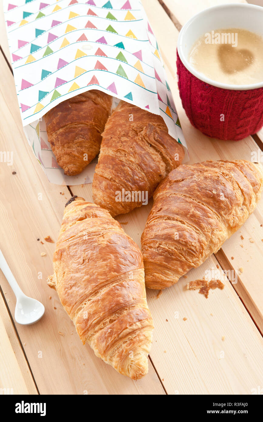 fresh croissants and coffee Stock Photo