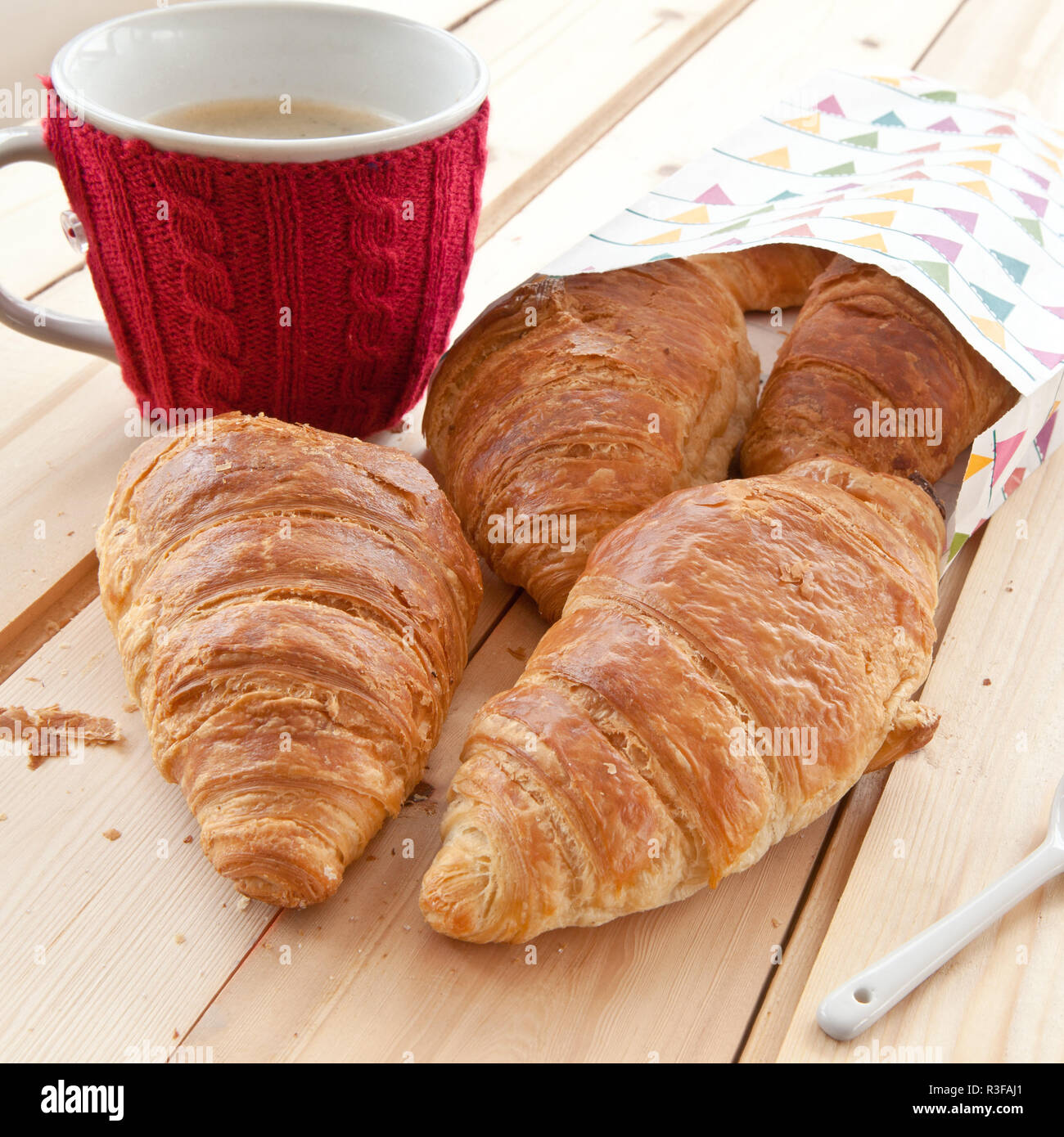 fresh croissants and coffee Stock Photo