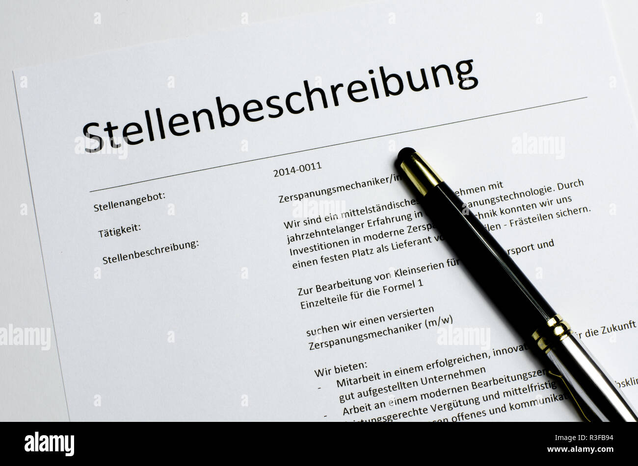 job description with filler Stock Photo Alamy