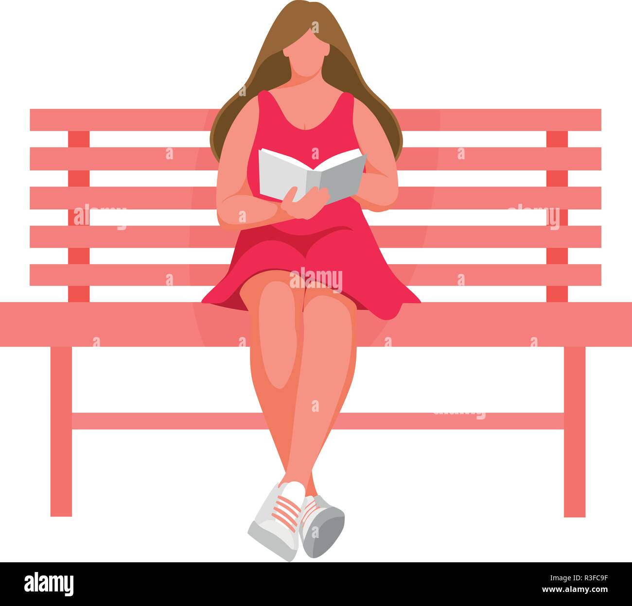 Girl sitting on a bench Stock Vector
