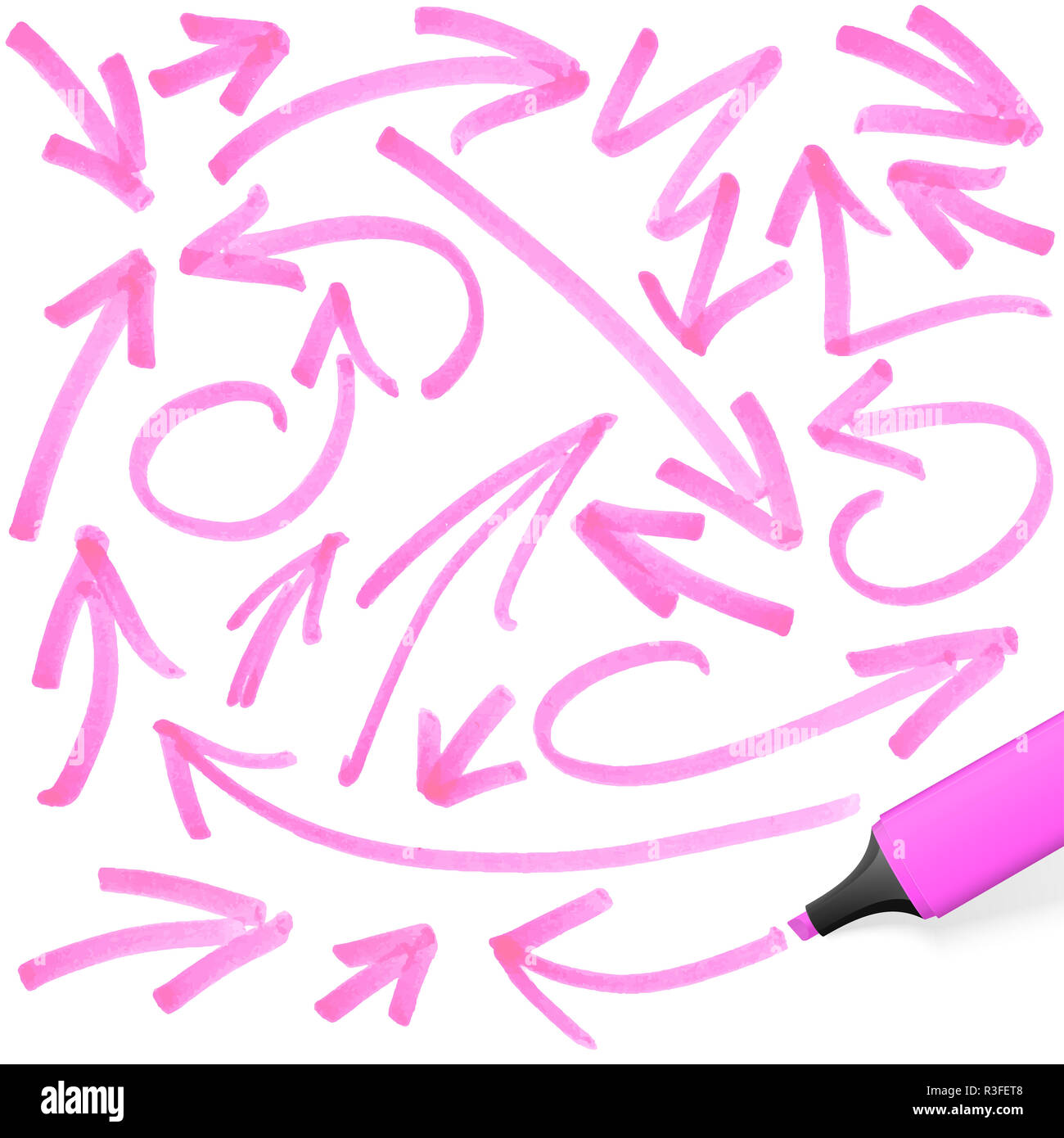 colored highlighter with markings Stock Photo