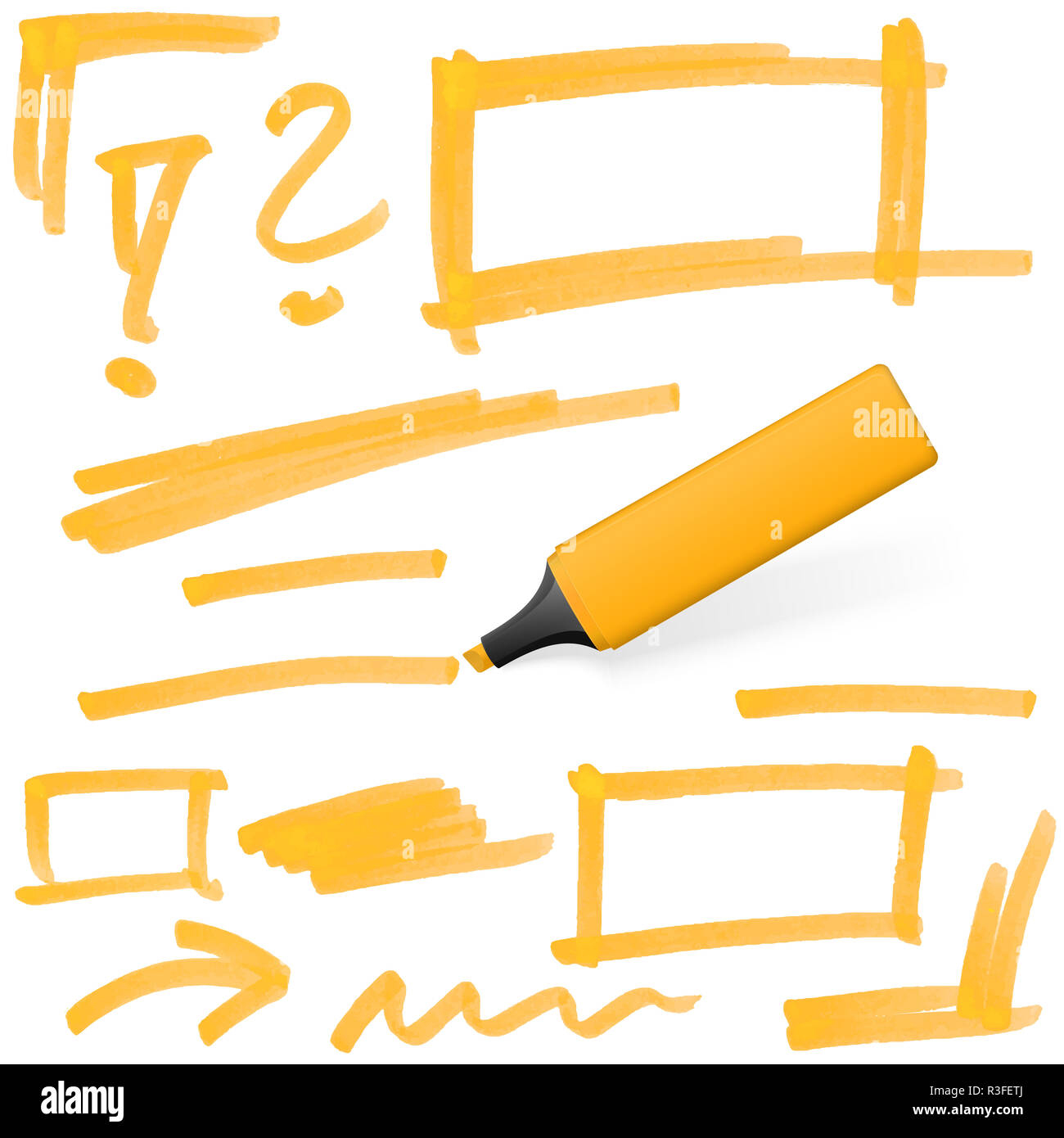 colored highlighter with markings Stock Photo