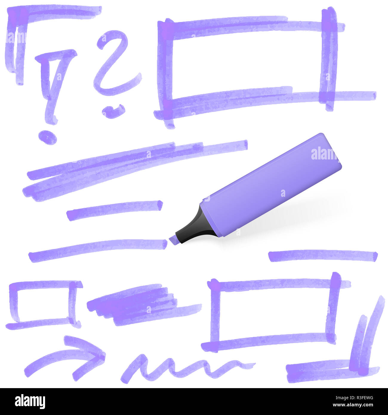colored highlighter with markings Stock Photo